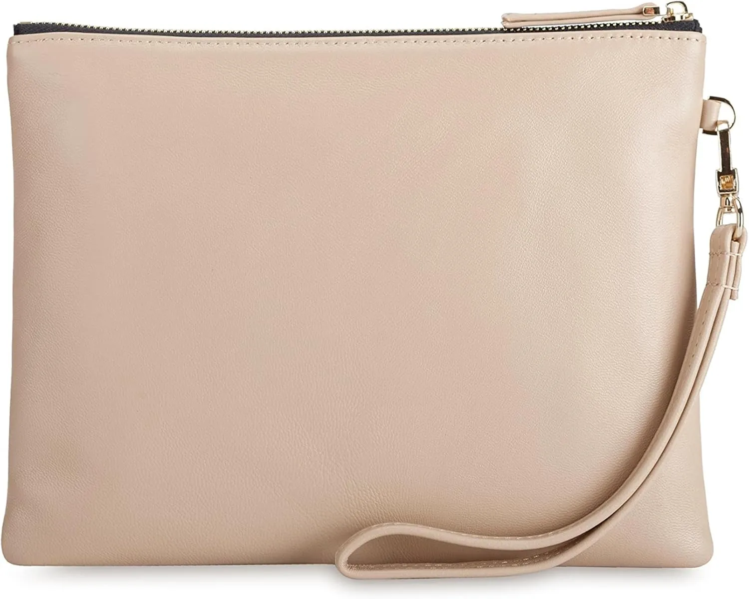 DORIS&JACKY Lambskin Leather Wristlet Clutch Purse For Women Large Soft Designer Wallet With Strap