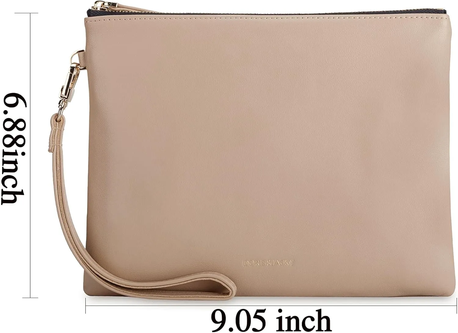 DORIS&JACKY Lambskin Leather Wristlet Clutch Purse For Women Large Soft Designer Wallet With Strap