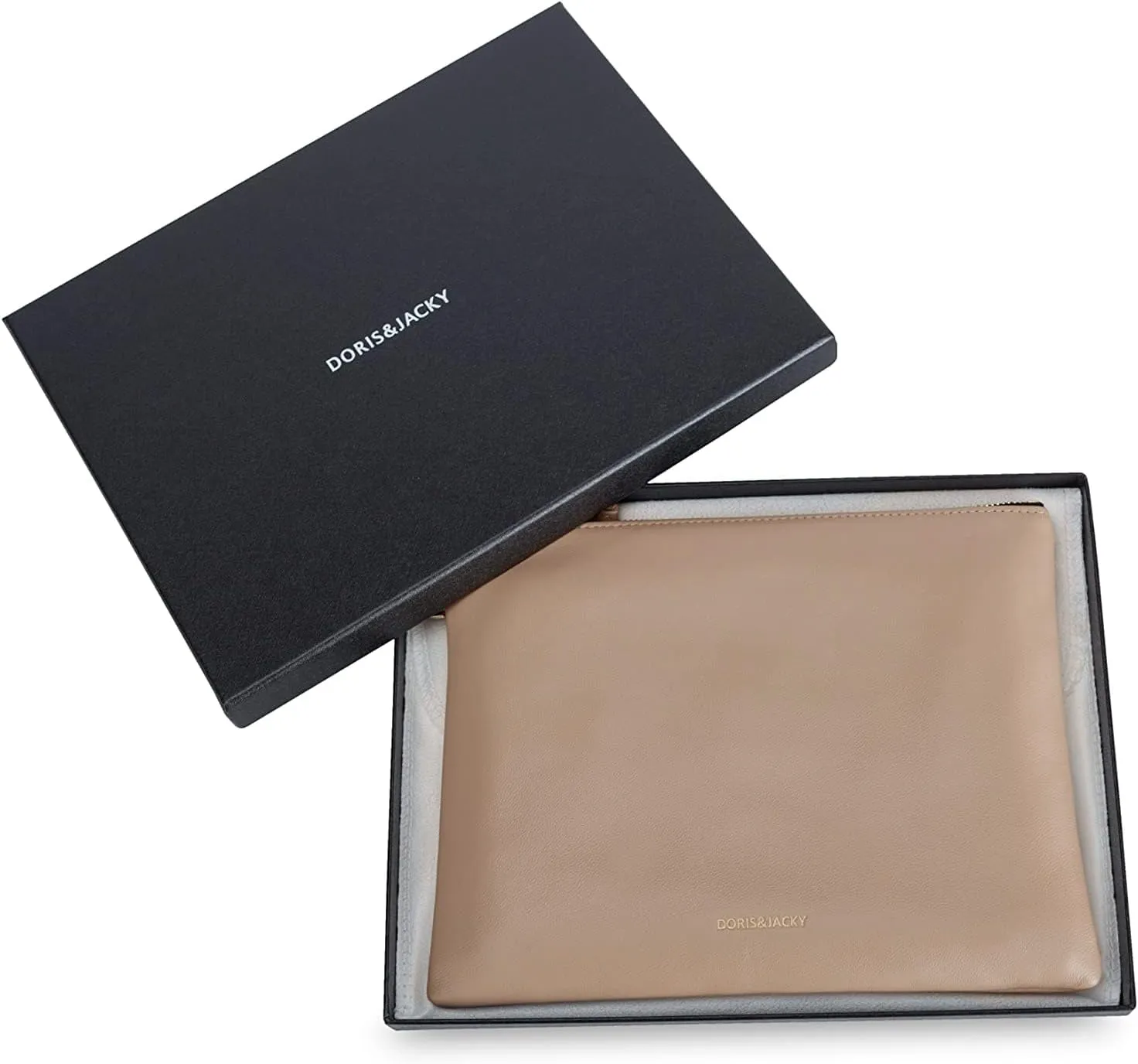 DORIS&JACKY Lambskin Leather Wristlet Clutch Purse For Women Large Soft Designer Wallet With Strap