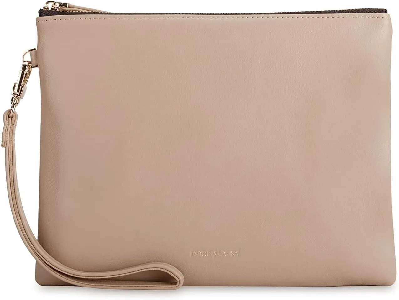 DORIS&JACKY Lambskin Leather Wristlet Clutch Purse For Women Large Soft Designer Wallet With Strap