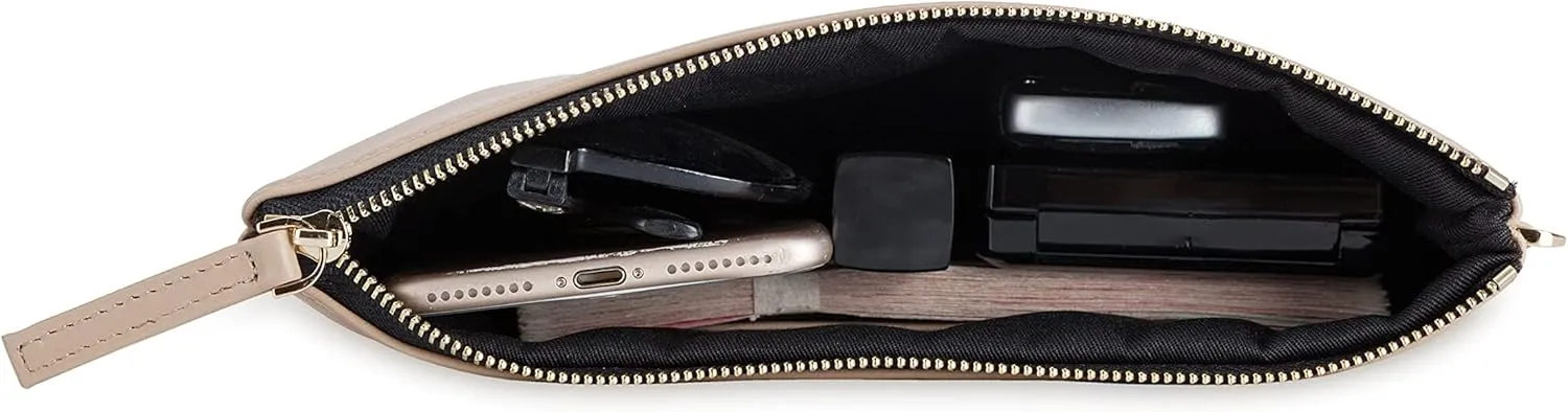 DORIS&JACKY Lambskin Leather Wristlet Clutch Purse For Women Large Soft Designer Wallet With Strap
