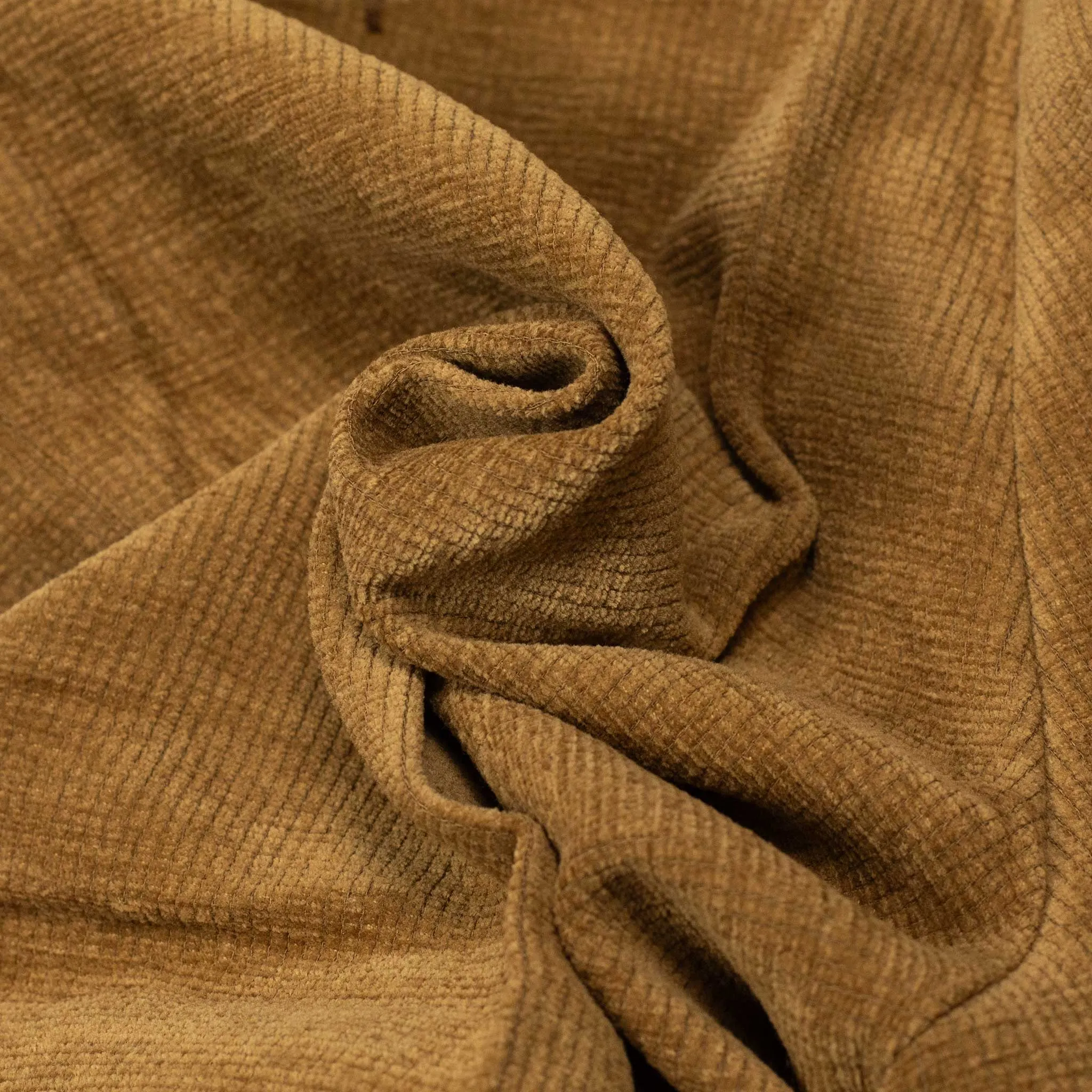 Double pleated trousers in golden brown cotton mole tweed