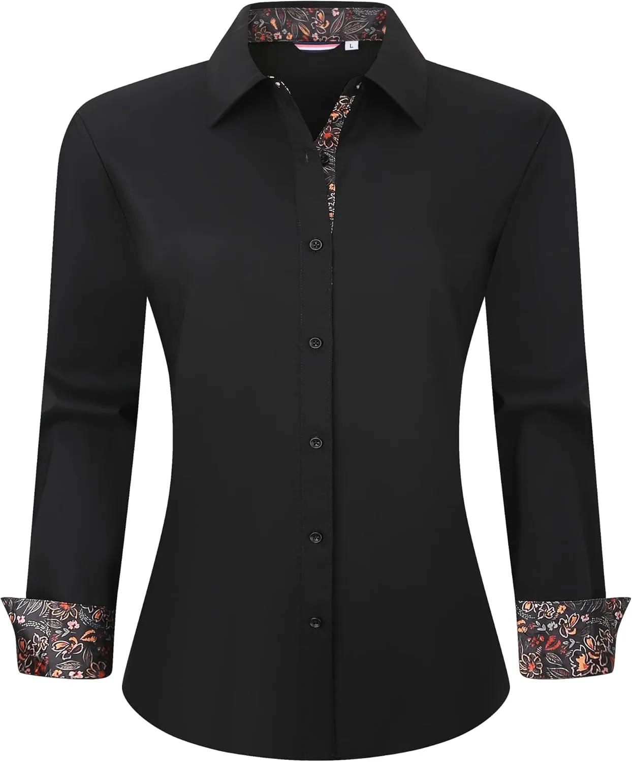 Esabel.C Womens Dress Shirts Cotton Long Sleeve Regular Fit Stretch Button Down Blouse