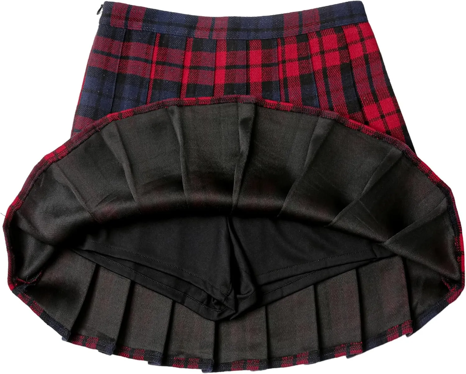 Hoerev Women Girls Thick Wool Fabric for Cold Weather Versatile Plaid Pleated Skirt with Shorts