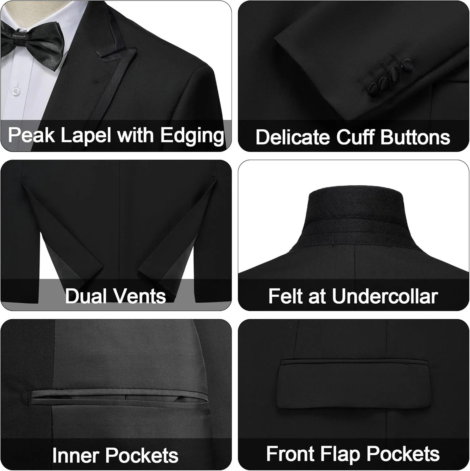 MAGE MALE Mens Blazer Slim Fit Suit Jacket Peak Lapel Tuxedo Lightweight One Button Sport Coat with Bow Tie