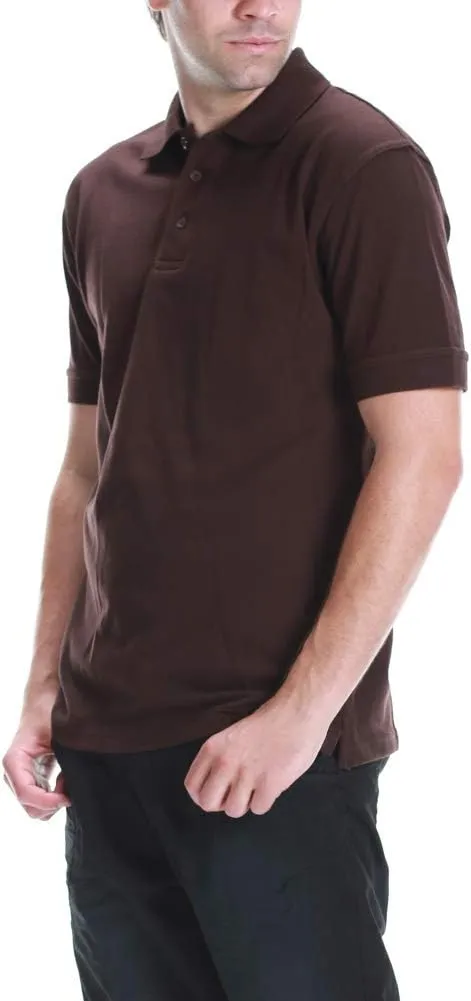 Men's Polo Shirt - Short Sleeve Regular Fit Classic Pique Solid Casual 3 Button Collared Top