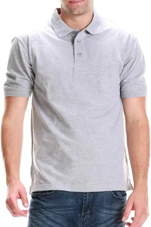 Men's Polo Shirt - Short Sleeve Regular Fit Classic Pique Solid Casual 3 Button Collared Top