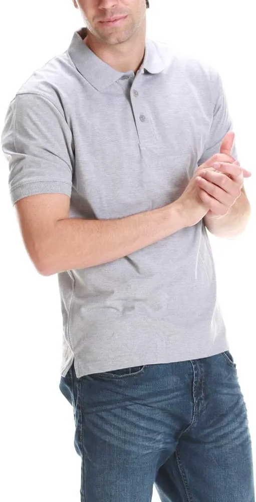 Men's Polo Shirt - Short Sleeve Regular Fit Classic Pique Solid Casual 3 Button Collared Top