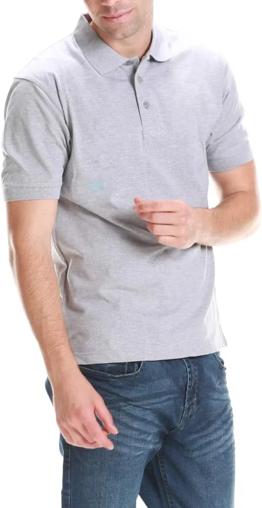 Men's Polo Shirt - Short Sleeve Regular Fit Classic Pique Solid Casual 3 Button Collared Top