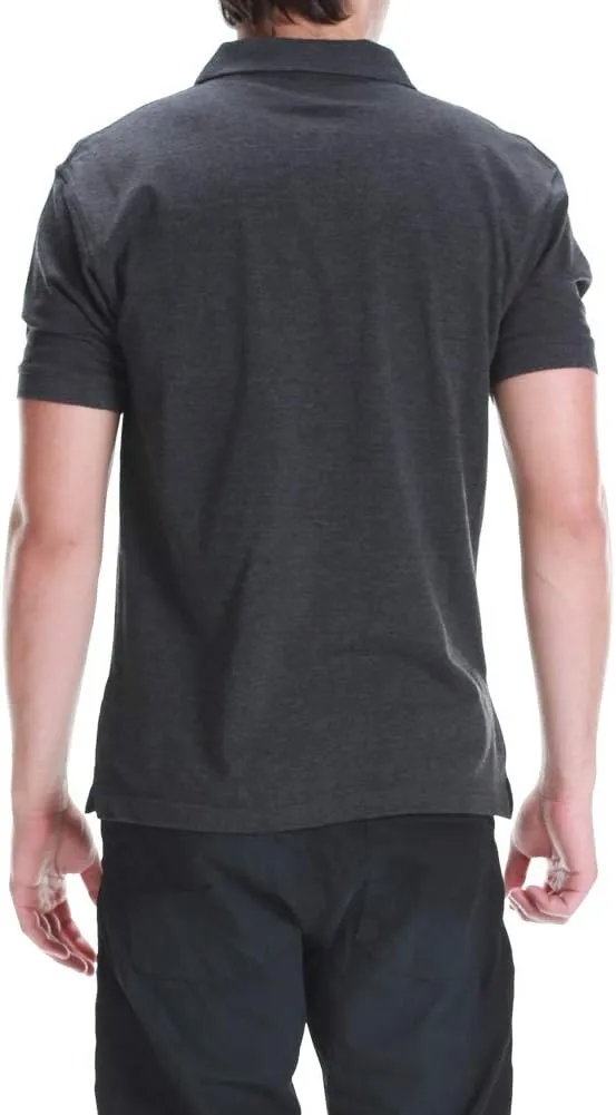 Men's Polo Shirt - Short Sleeve Regular Fit Classic Pique Solid Casual 3 Button Collared Top