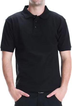 Men's Polo Shirt - Short Sleeve Regular Fit Classic Pique Solid Casual 3 Button Collared Top