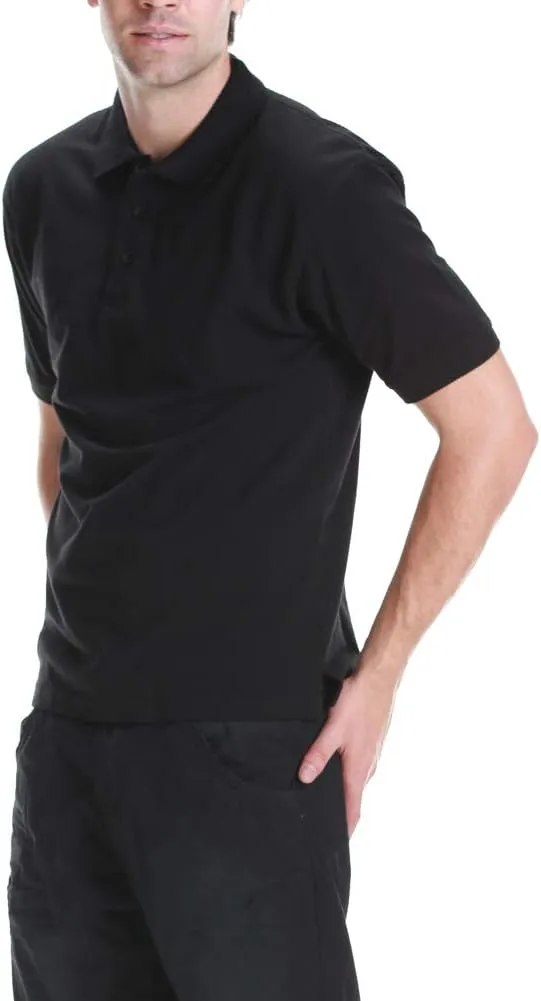 Men's Polo Shirt - Short Sleeve Regular Fit Classic Pique Solid Casual 3 Button Collared Top