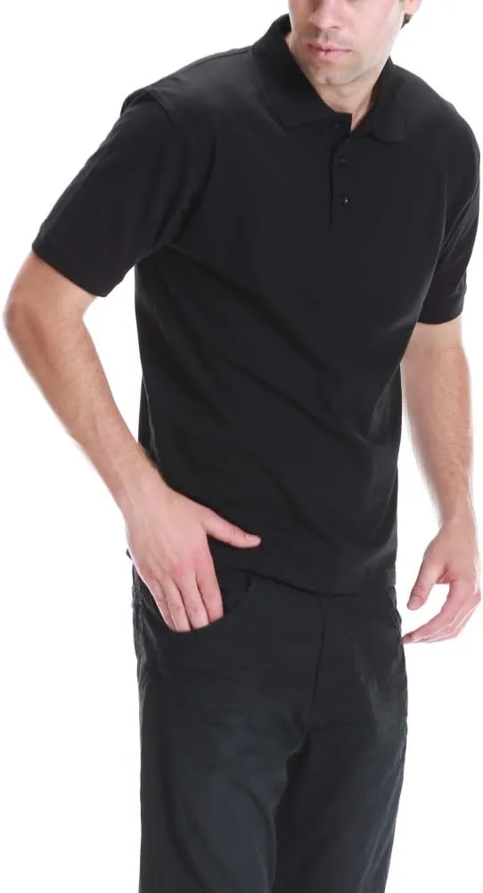 Men's Polo Shirt - Short Sleeve Regular Fit Classic Pique Solid Casual 3 Button Collared Top