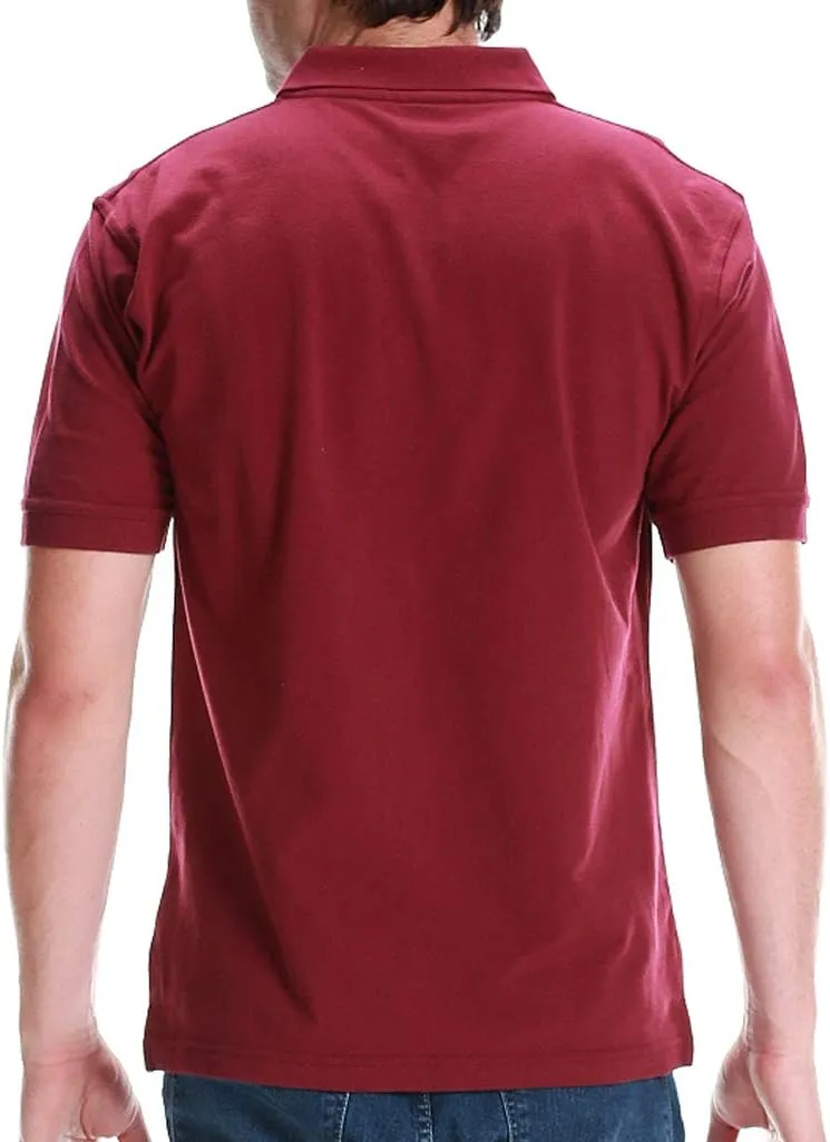 Men's Polo Shirt - Short Sleeve Regular Fit Classic Pique Solid Casual 3 Button Collared Top