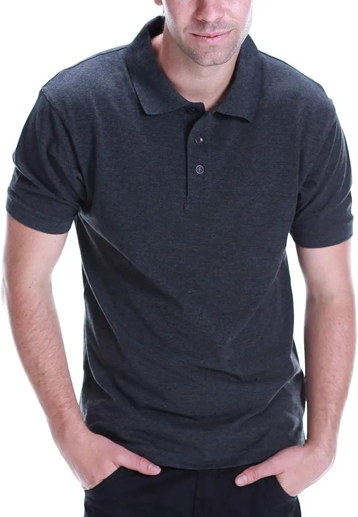 Men's Polo Shirt - Short Sleeve Regular Fit Classic Pique Solid Casual 3 Button Collared Top