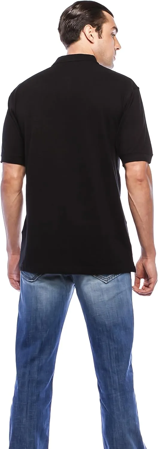 Men's Polo Shirt - Short Sleeve Regular Fit Classic Pique Solid Casual 3 Button Collared Top