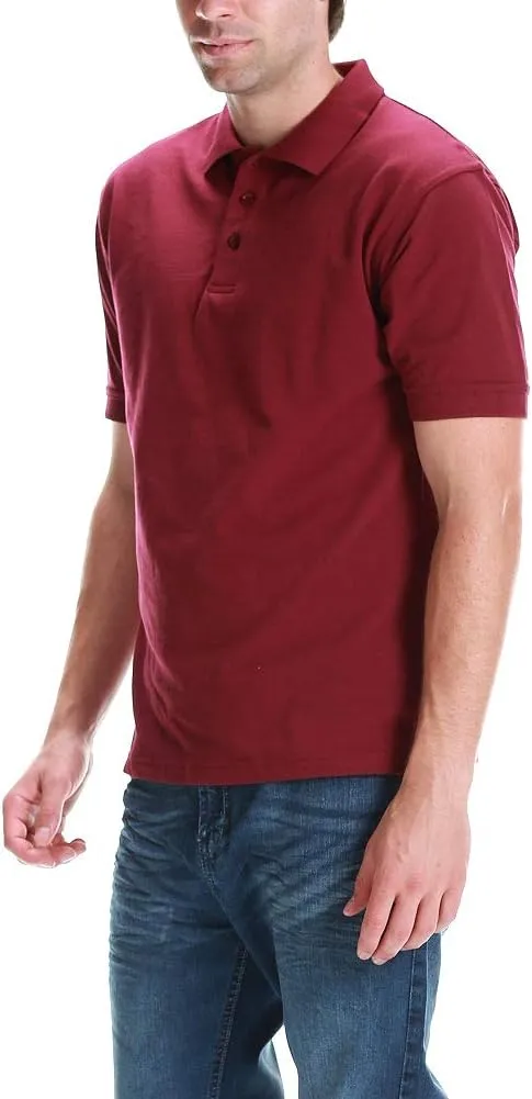 Men's Polo Shirt - Short Sleeve Regular Fit Classic Pique Solid Casual 3 Button Collared Top