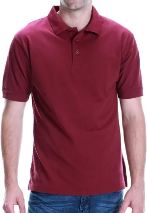 Men's Polo Shirt - Short Sleeve Regular Fit Classic Pique Solid Casual 3 Button Collared Top