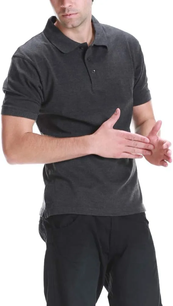 Men's Polo Shirt - Short Sleeve Regular Fit Classic Pique Solid Casual 3 Button Collared Top