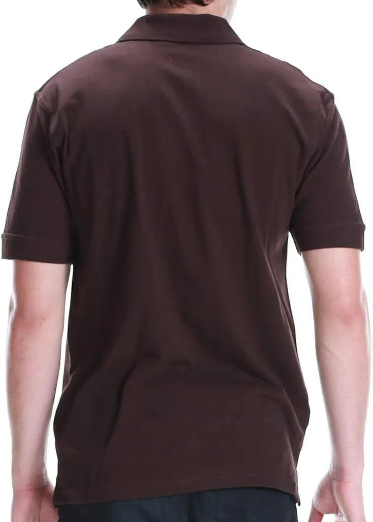 Men's Polo Shirt - Short Sleeve Regular Fit Classic Pique Solid Casual 3 Button Collared Top