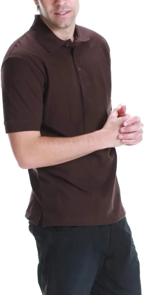 Men's Polo Shirt - Short Sleeve Regular Fit Classic Pique Solid Casual 3 Button Collared Top