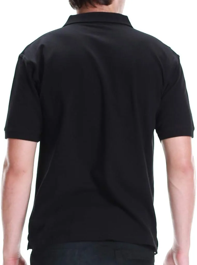 Men's Polo Shirt - Short Sleeve Regular Fit Classic Pique Solid Casual 3 Button Collared Top
