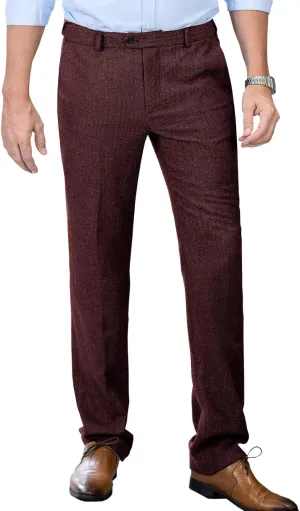 Men's Tweed Pants Herringbone Thick Wool Pleated Front Dress Suit Vintage Trousers
