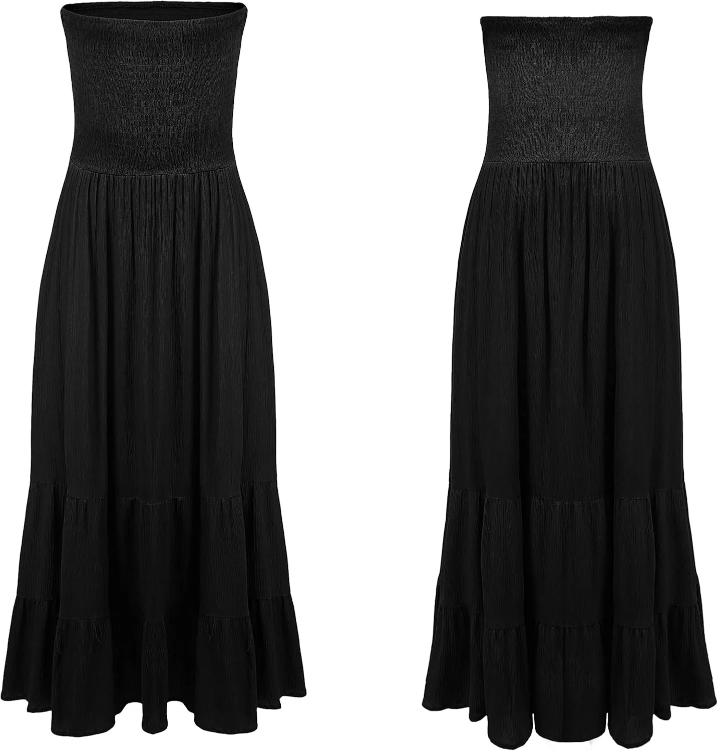 R.Vivimos Womens Summer Cotton Strapless Elastic Smocked Boho Beach Casual Flowy Maxi Tube Dresses