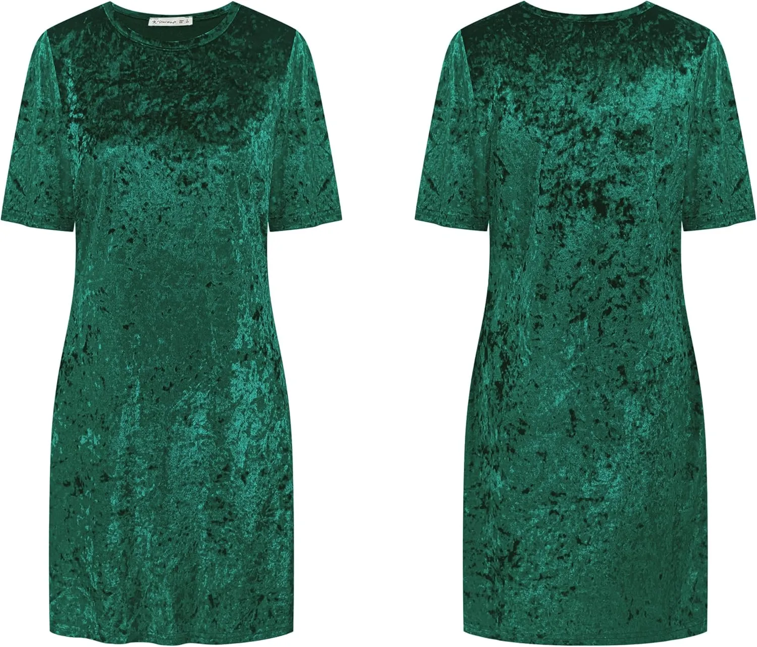 R.Vivimos Women's Summer Short Sleeve Crushed Velvet Mini Short Dresses