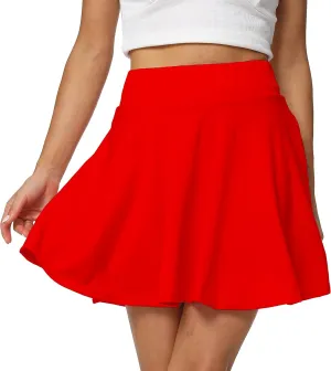 Sinono Basic Stretchy Solid Flared Casual Mini Pleated Skater Skirt