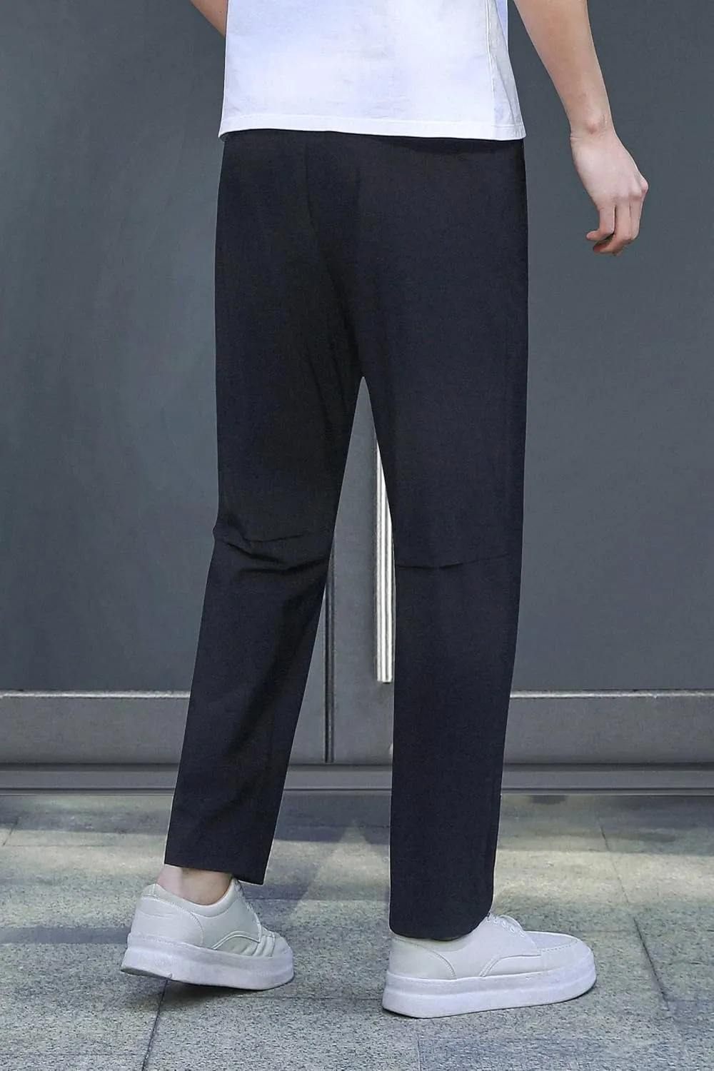 Stretch Athletic Pants for Short Men Quick Dry 27 28 Inch Inseam Cool Touch Straight Fit Joggers Zip Pockets