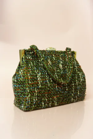 Vintage 1960s Green Tweed Handbag