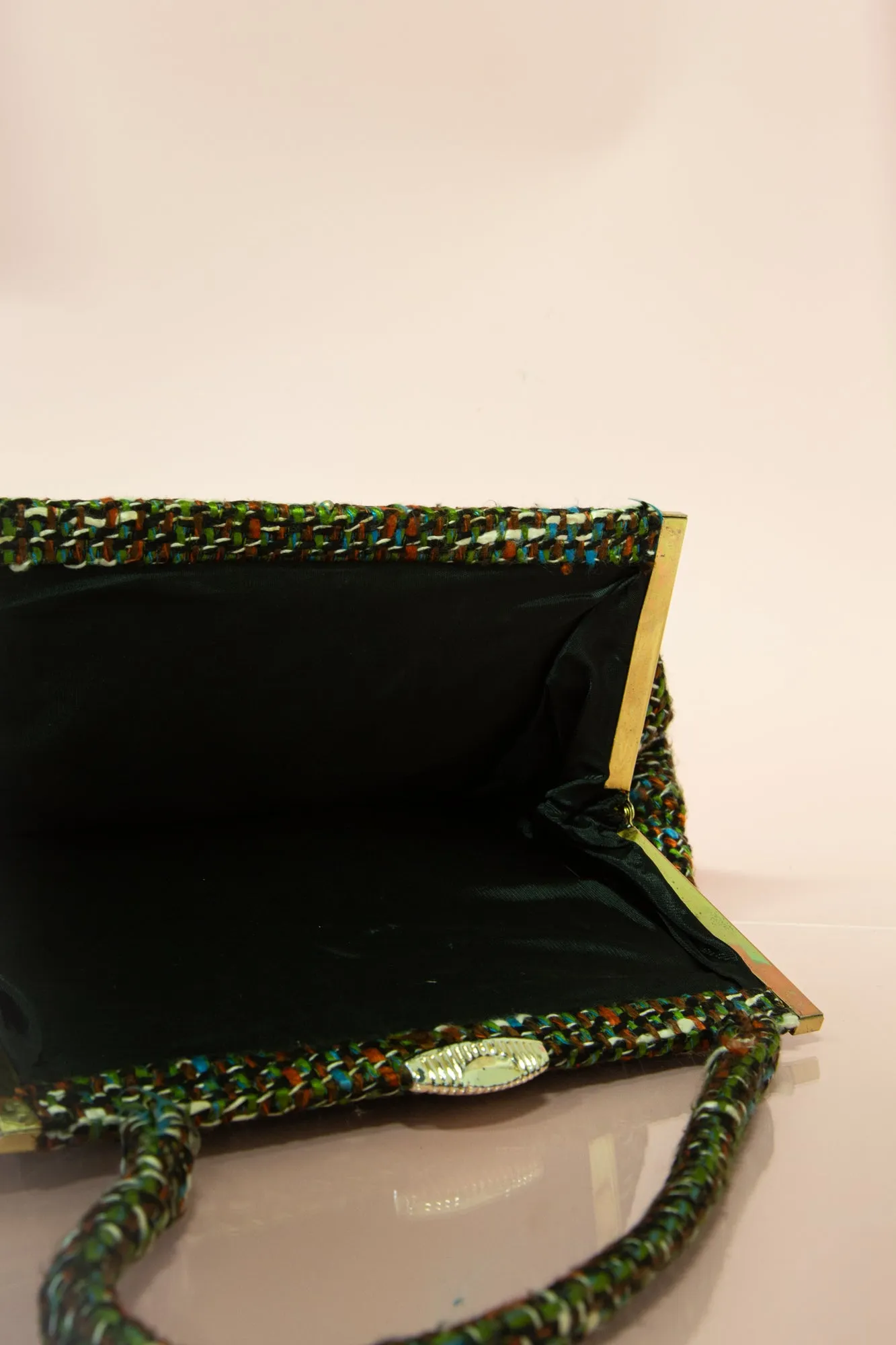 Vintage 1960s Green Tweed Handbag