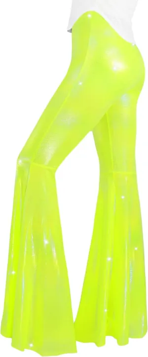 Womens Sequin Flare Pant Sparkly High Waisted Leg Bell Bottom Glitter Trousers Night Out Clubwear
