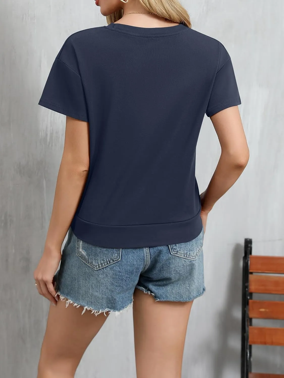 Women's Short Sleeve Cropped T Shirts Casual Boxy Workout Crop Tops Summer Loose Fit Solid Basic Tees