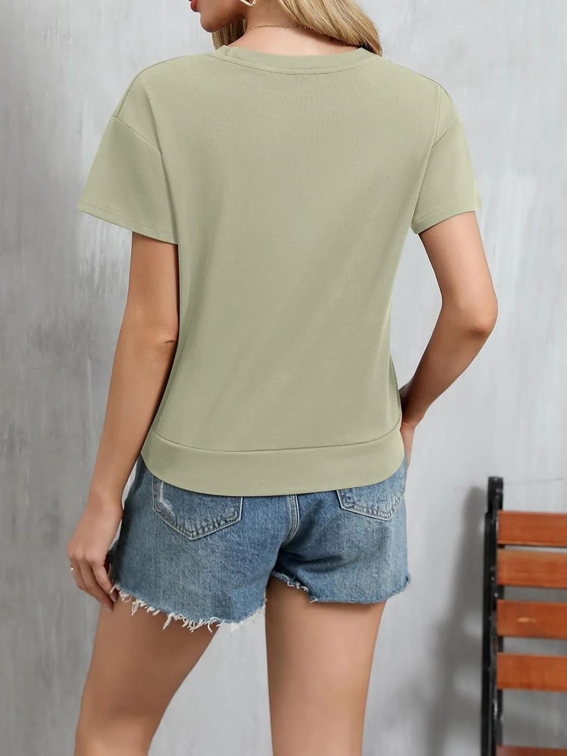 Women's Short Sleeve Cropped T Shirts Casual Boxy Workout Crop Tops Summer Loose Fit Solid Basic Tees